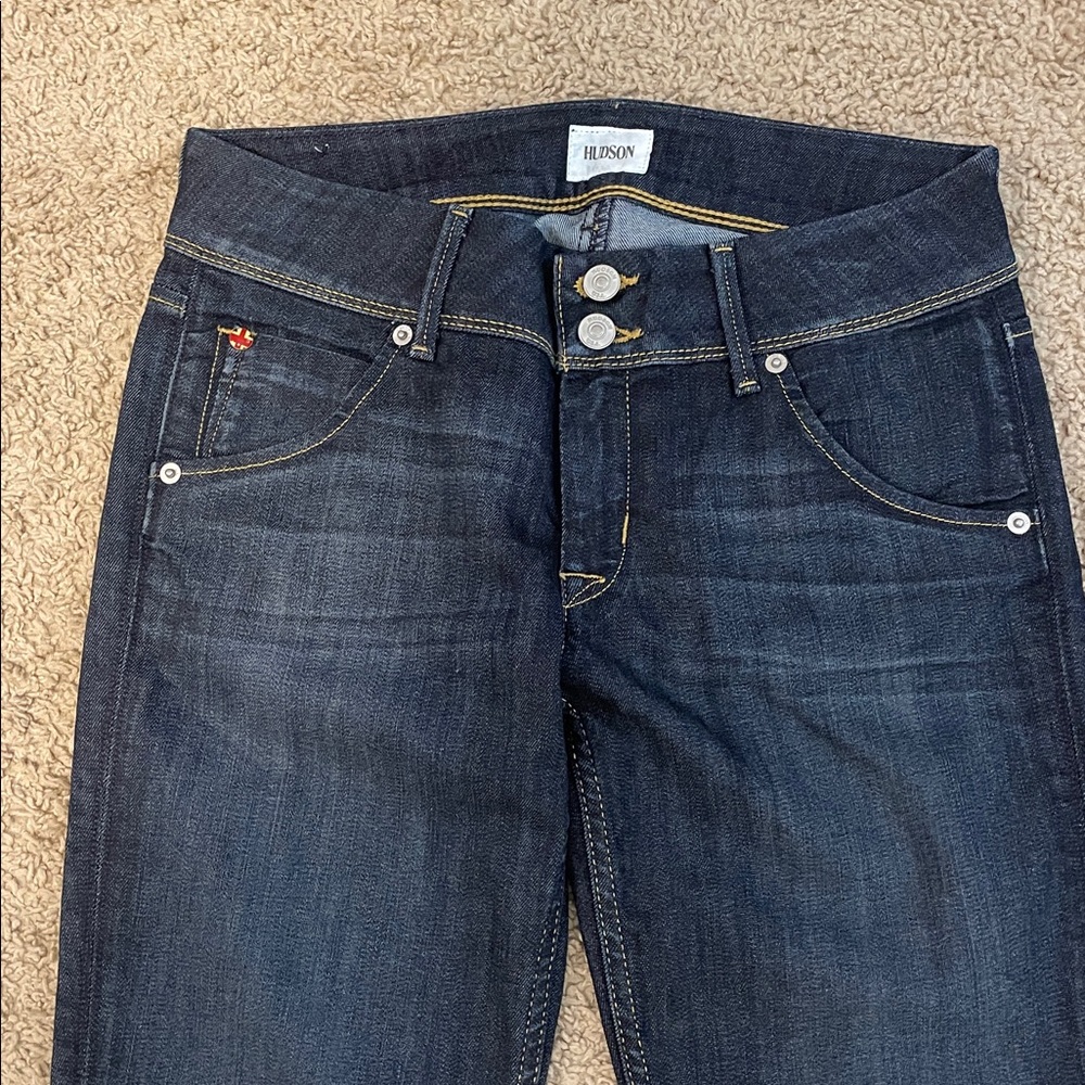 HUDSON COLLIN SKINNY MID-RISE CROP JEANS size 27 NWOT DARK WASH - Picture 2 of 9